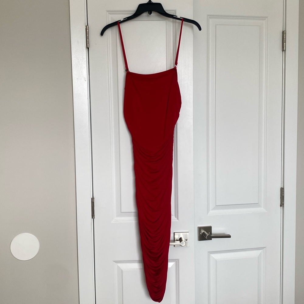 Bebe slinky dress with detachable straps. Worn once. Great condition.